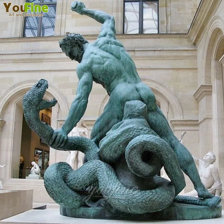 Greek Classical Hercules Snake Bronze Sculpture - Antique Greek