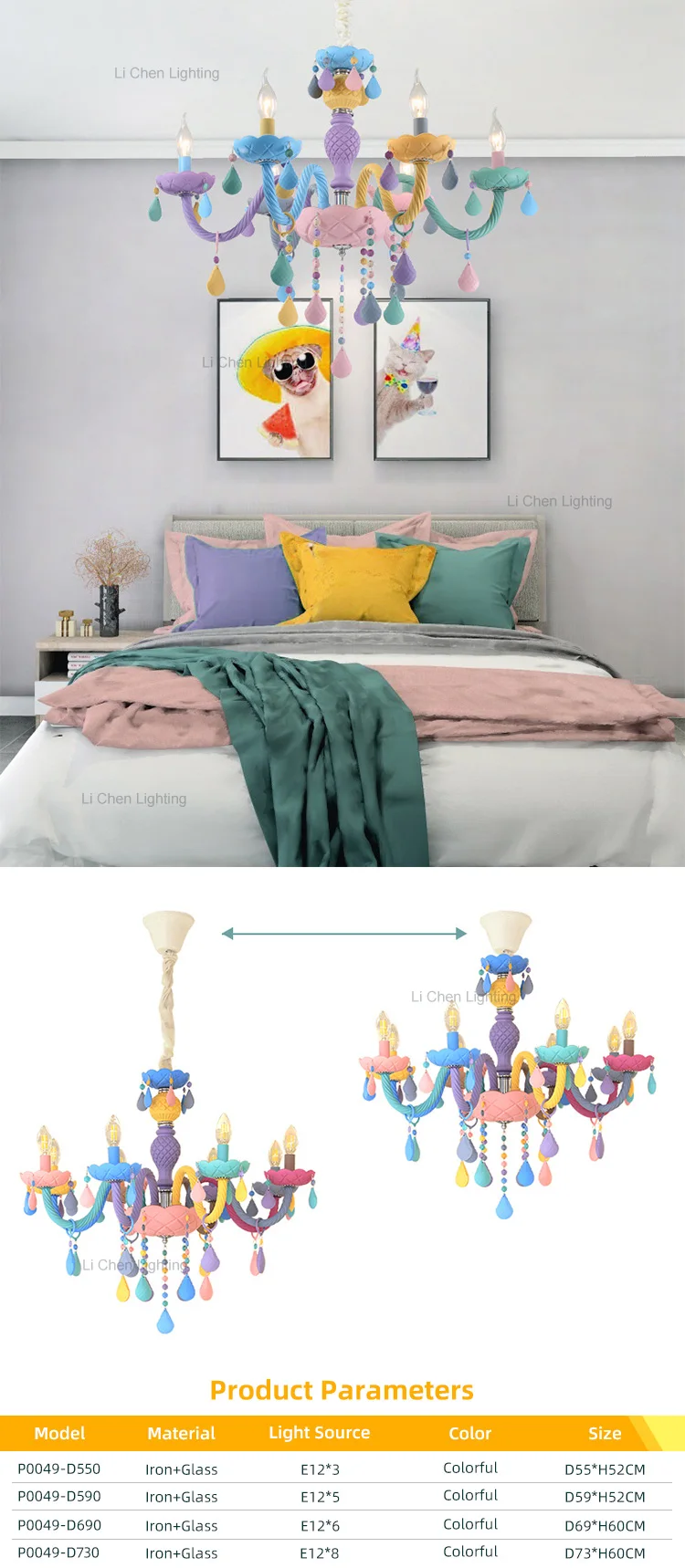 p0049 modern style indoor decoration dining room living room child room colorful glass chandelier light-0