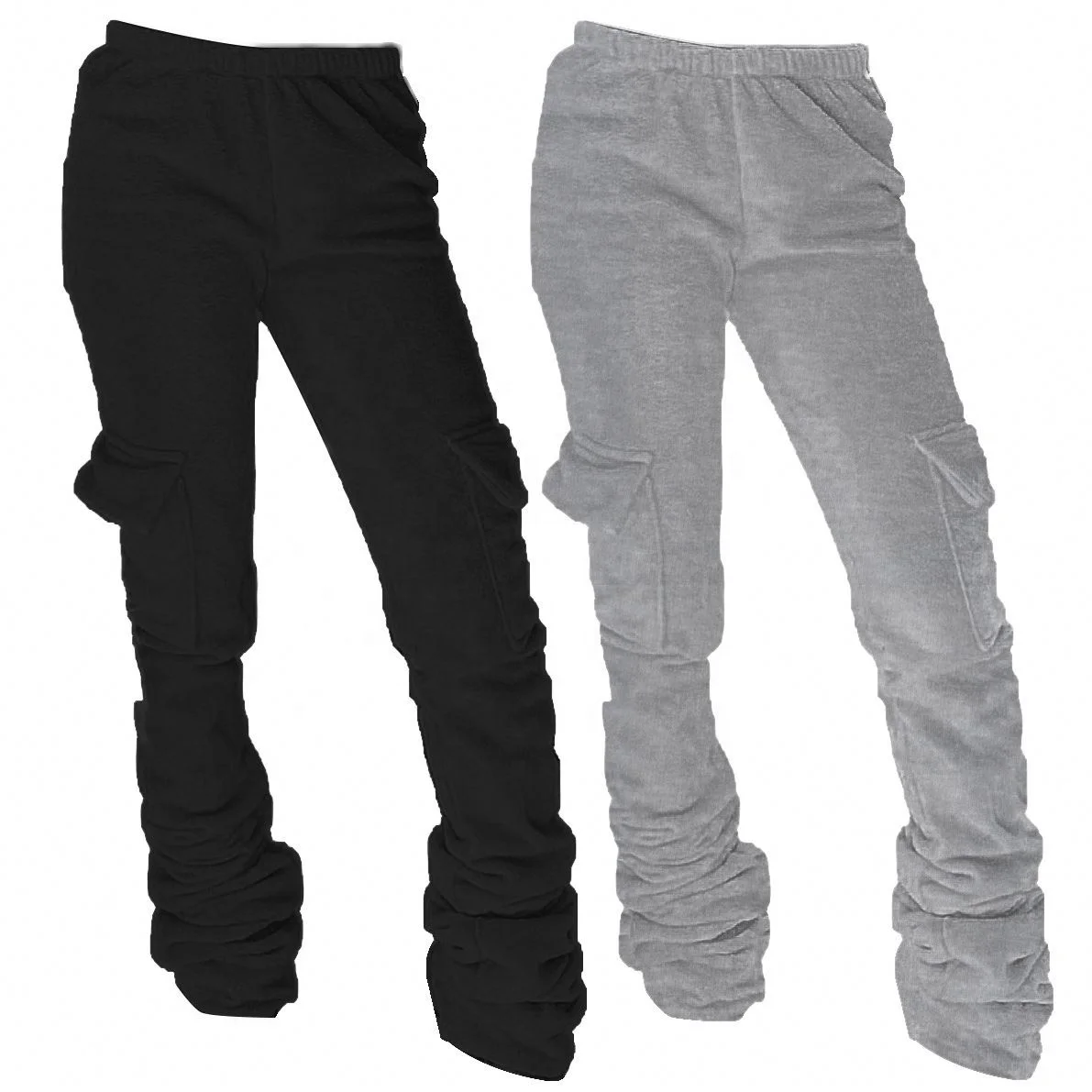 Thick Stacked Joggers Pockets Pants 
