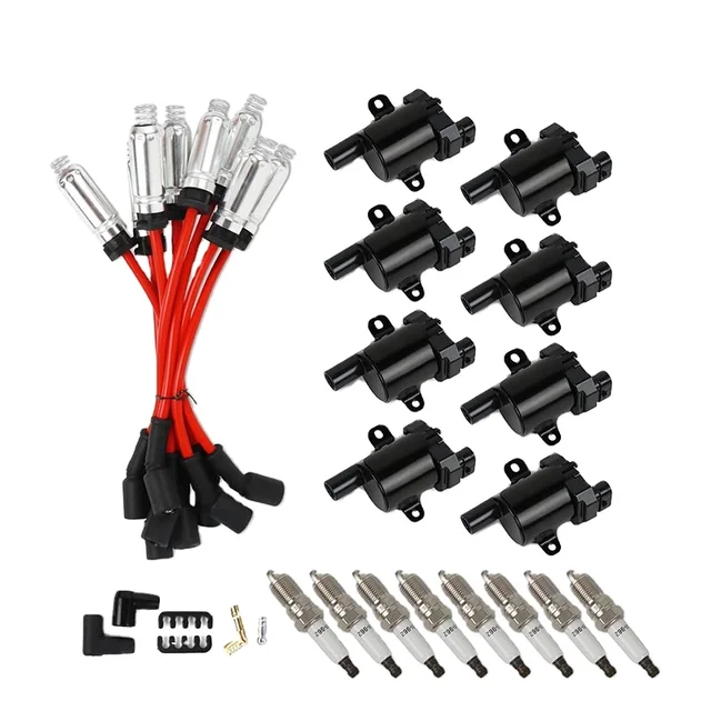 8PCS D585 Ignition Coils Pack & Spark Plugs &  Spark Plug Wires Set for Chevrolet GMC Silverado 1500 2500 Tahoe Suburban Express