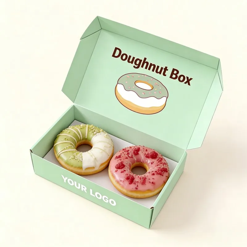 Imballaggio personalizzato per mochi donut, waffle, inchiostro a base di soia, dolci da pasticceria, puff, crêpes, macaron e pane, scatola in carta, scatole per torte in carta riciclabile