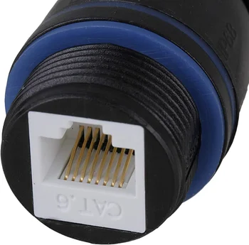 [GIET] Ethernet LAN Black IP68 Protection Class M25 Plug Socket Plastic RJ45 Unshielded Underwater Cable Gland Connector