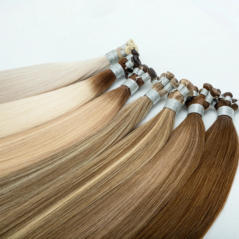 New Design Hand-Tied Wefts Double Hair Drawn Cuticle Aligned Genius Weft Hair Extensions factory