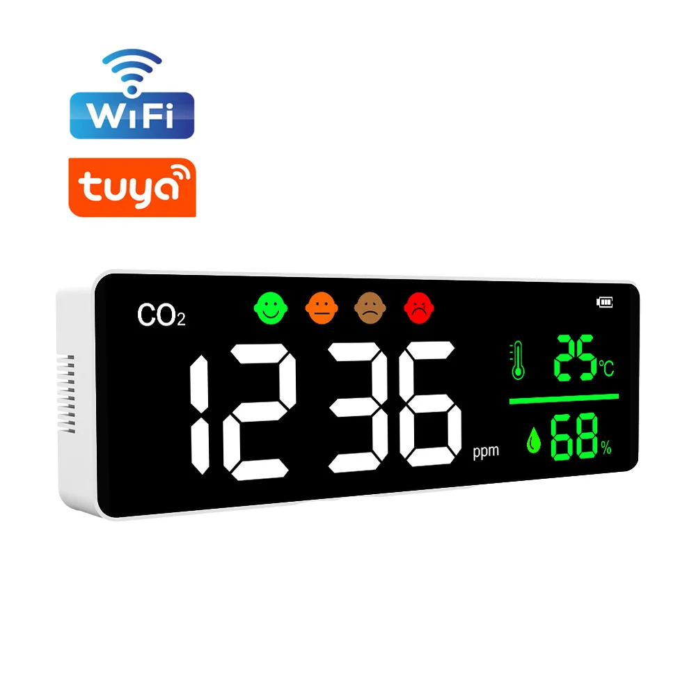 Портативный цифровой Wi-Fi датчик углекислого газа Co2 измеритель качества воздуха Промышленный Газовый настенный анализатор