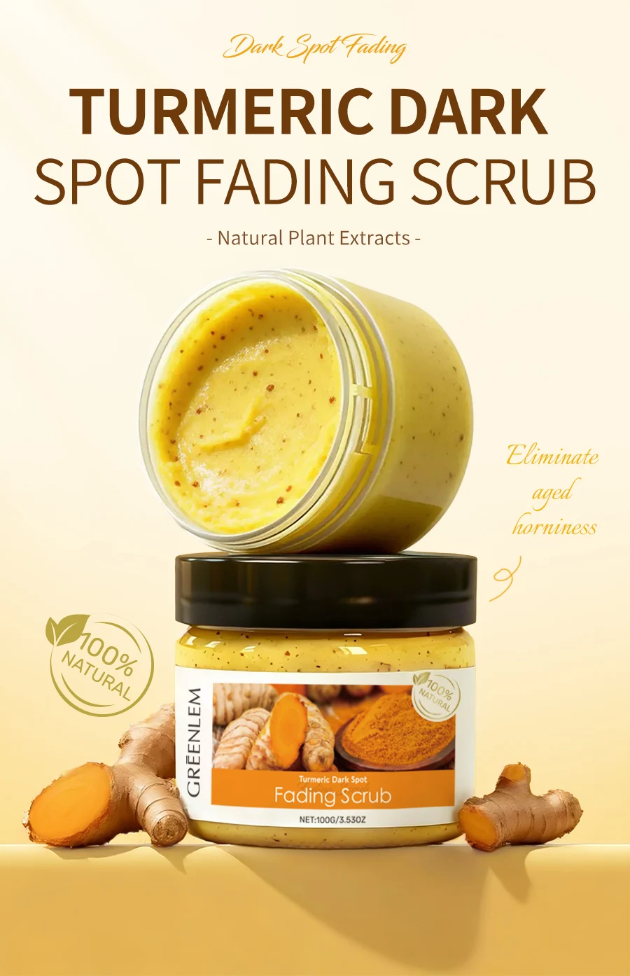 GreenLem 1000ml Ginger Turmeric Exfoliating Moisturizing Whitening Body Scrub OEM ODM Private Label for Women All Skin Types(pic1)