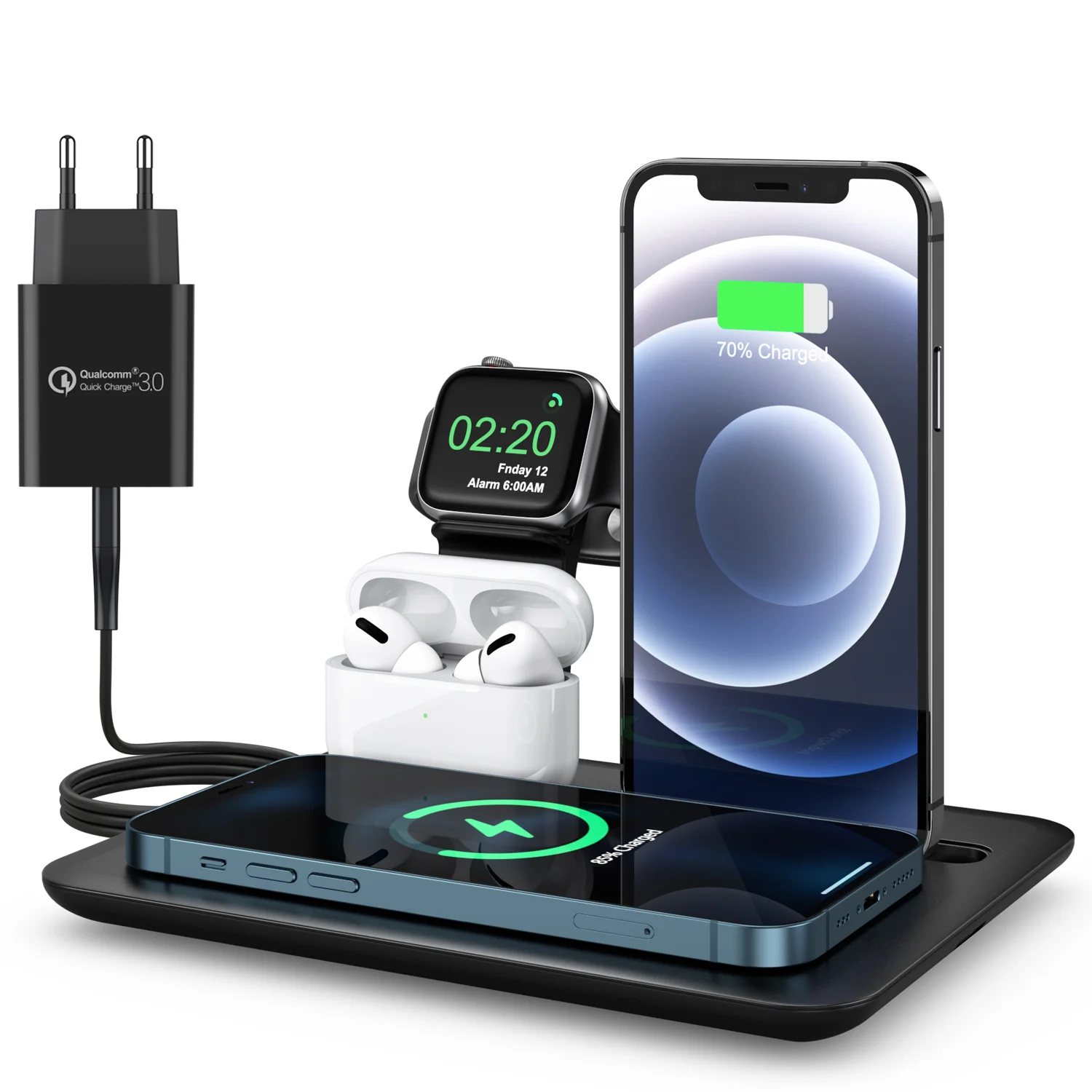 4 in 1 Wireless Charger Multi Devices 15W Fast Wireless Charging Dock Station Phone Holder Charger