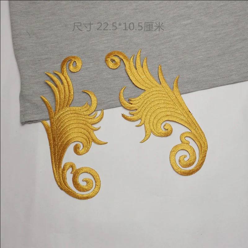 large embroidery applique gold metallic iron