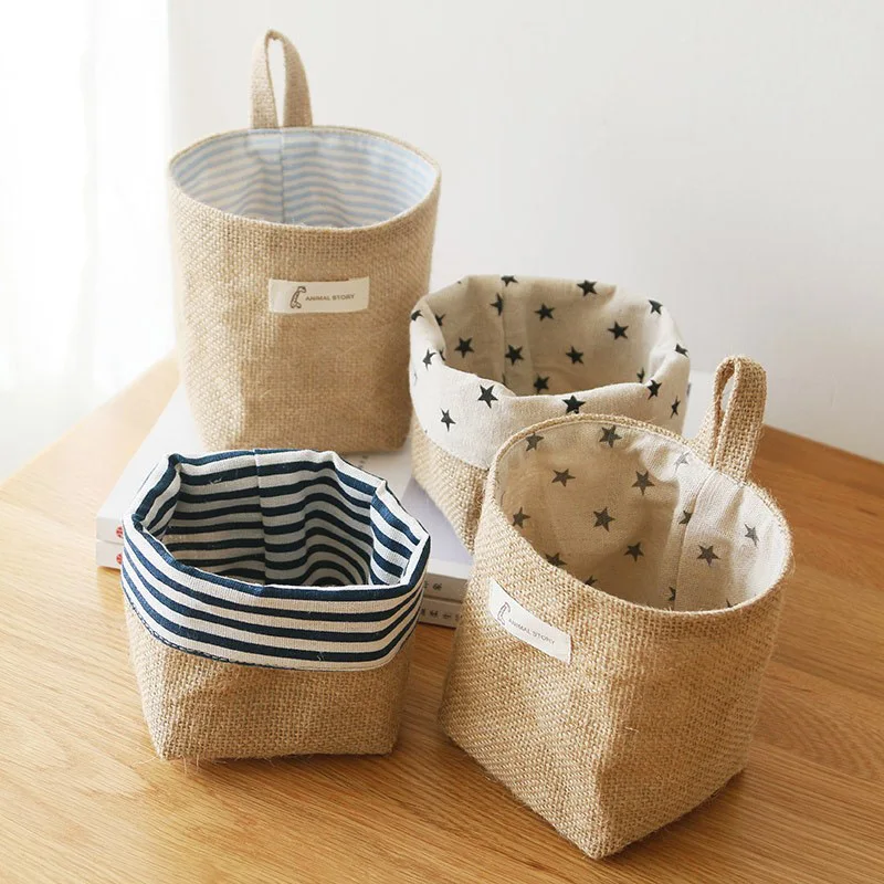 Handmade Cotton Fabric Shopping Bag Wall Hanging Storage - Main Image