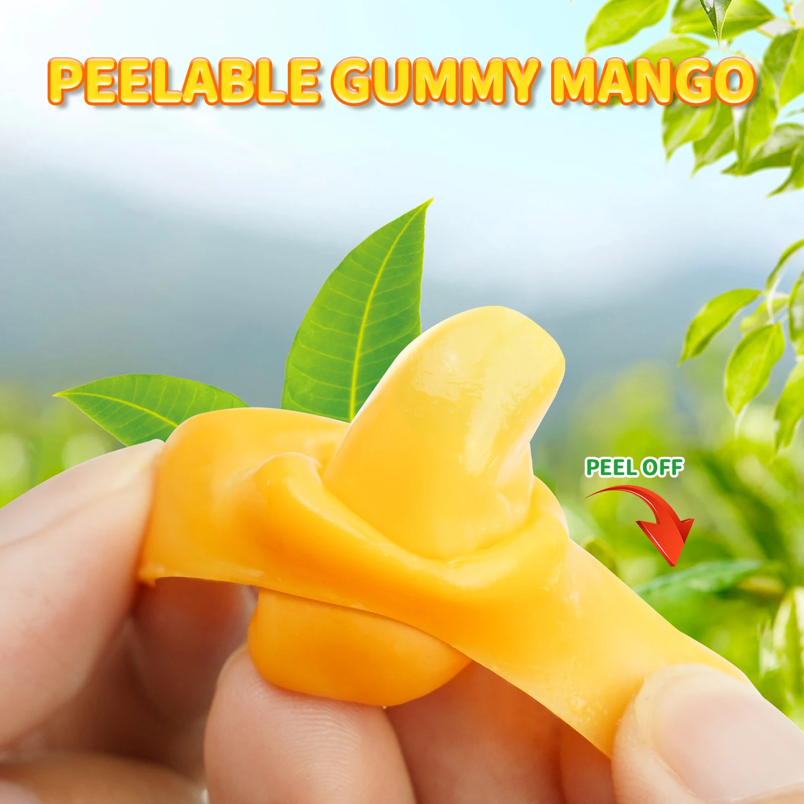 Amos Gummy Peelable Mango Sweet Halal Real Fruit Juice Mango Original