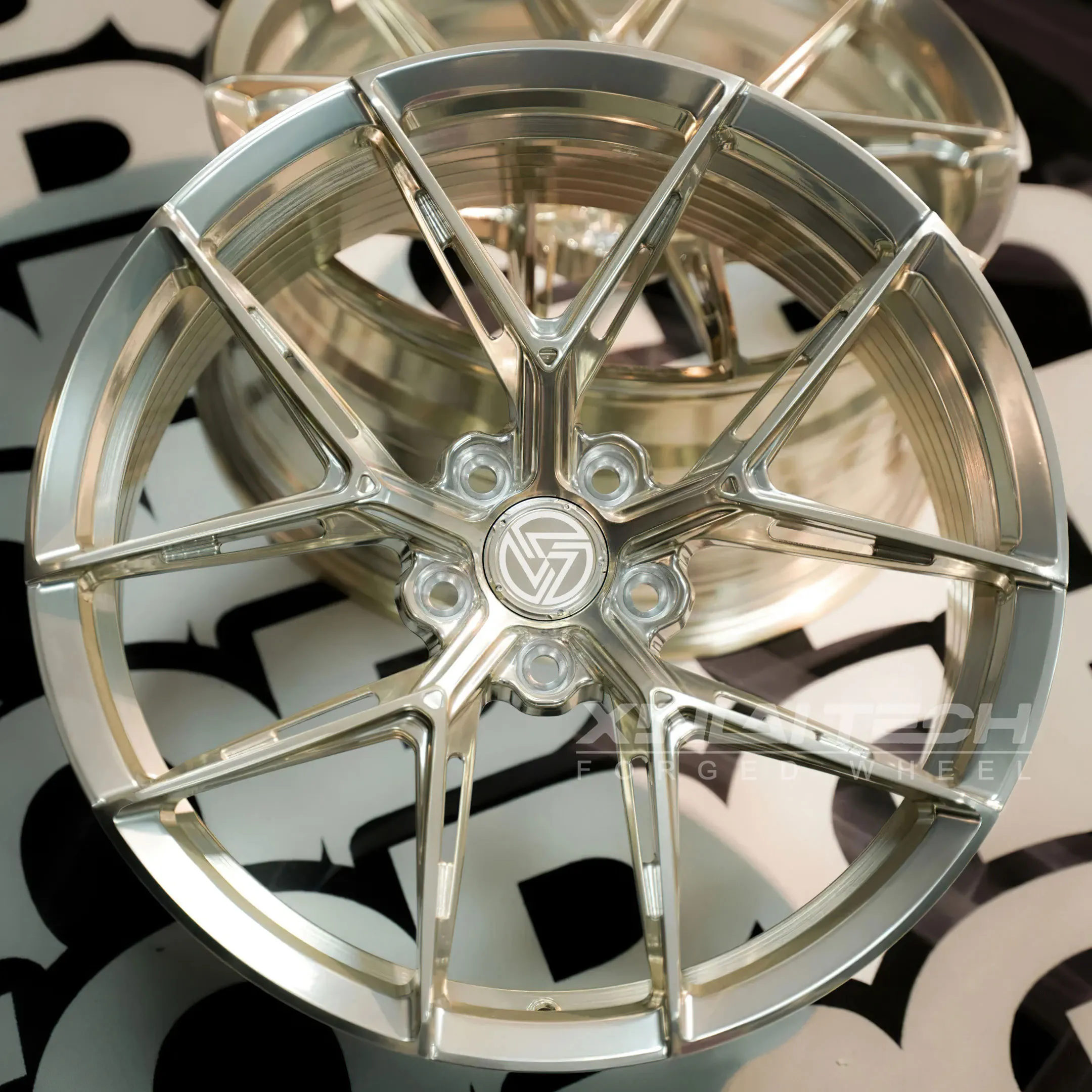 XL Champagne Gold Custom Forged Wheels 1 Piece Monoblock Deep Dish Deep Concave CNC 6061-t6 Aluminium Alloy Wheels - Image 2