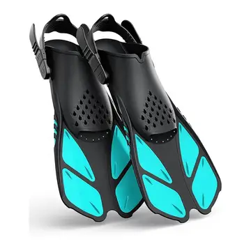 Customized Rubber Snorkel Fins Open Heel Diving Fins Short Swim Training Flippers Adjustable Buckles Swimming Fins For Men