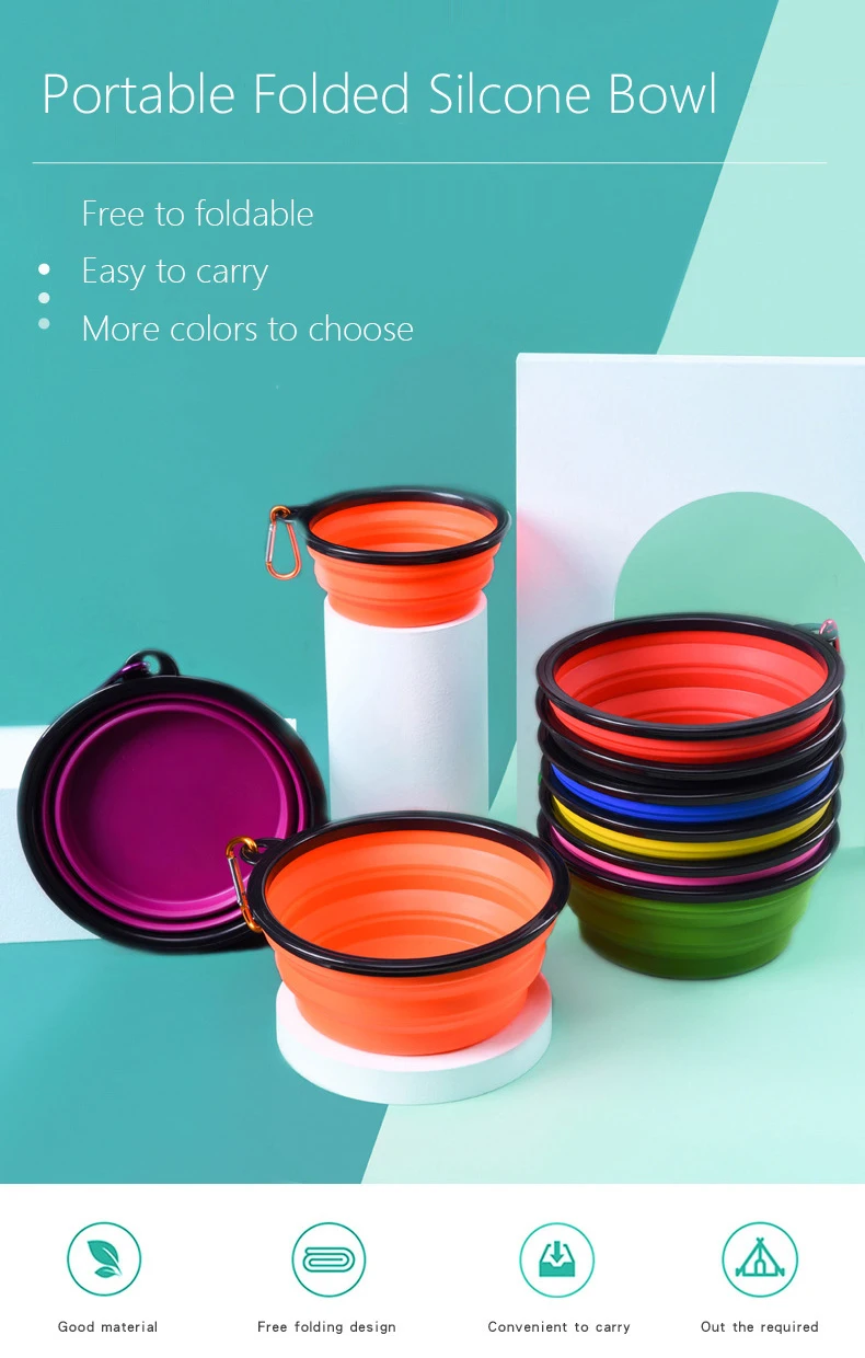 Dog Bowl Silicone Pet Dog Feeder Bowls Travel Dogs Cats Supplies