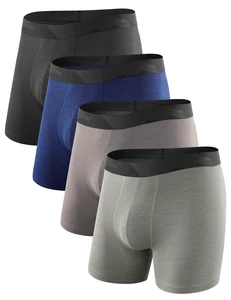 Wholesale Solid Color Quick Dry Men Custom Underwear Men's ultra Soft Polyester Boxer Briefs with Custom logo