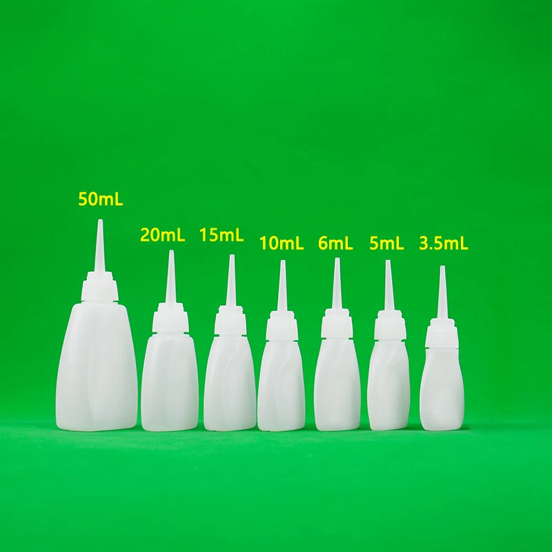 3ml 3.5ml 5ml 6ml 10ml 15ml 20ml 30ml 50ml Plastic Glue Bottle Durable and Convenient Use