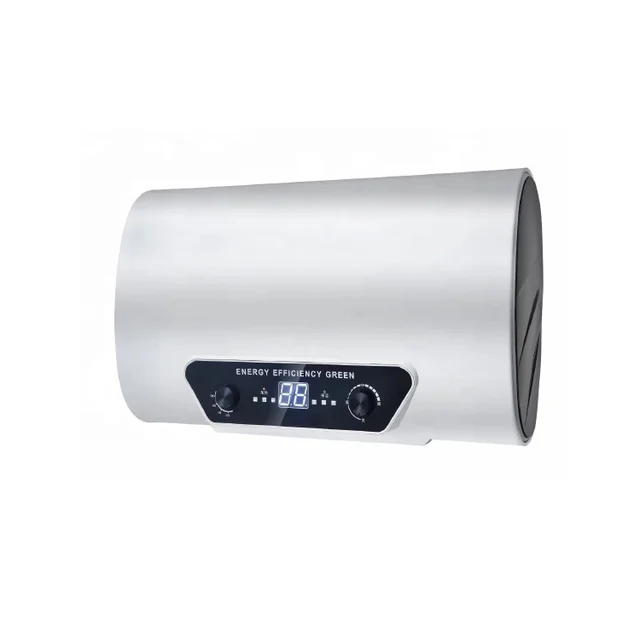 Domestic Digital Display Horizontal Placement Cylinder Round Tank Household Electric Storage Water Heater for Hotels White 220V