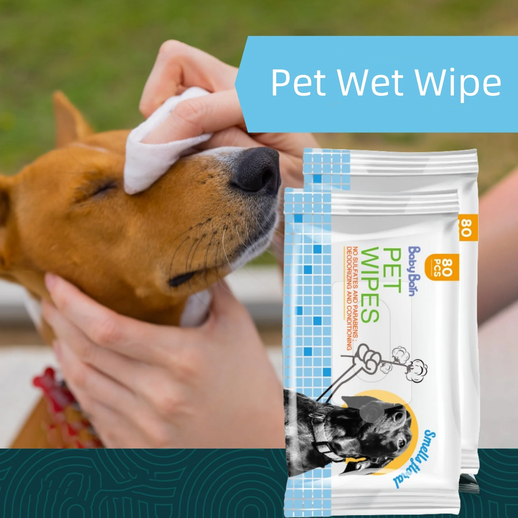 Grooming Wipes for Dogs Cleaning, Grooming Wipes for Paws, Body, and Butt,  Unscented Pet Wet Wipe