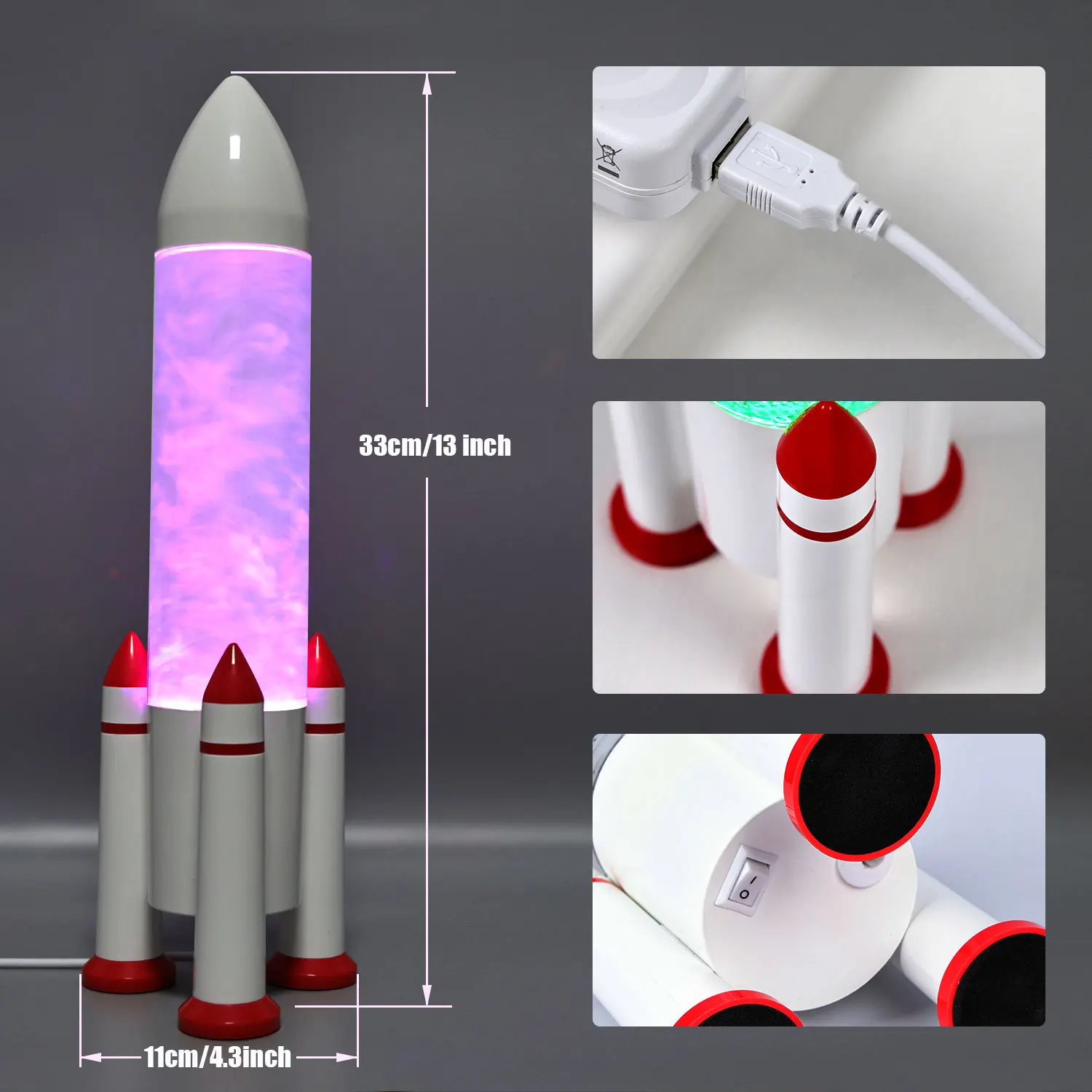 Modern Wholesale Custom Lava Lamp Giant Tall Stand Glitter Rocket Glass