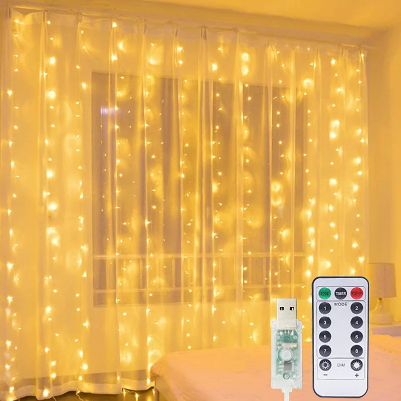LED Curtain Light for Weddings Lighting Bedroom Room Decoration 3x3 Meter LED Curtain Lights for Christmas