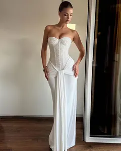 Elegant Strapless Sequin Sleeveless Maxi Dresses Patchwork Back Zip Sexy Bodycon Women's Evening Club Party Long Dresses