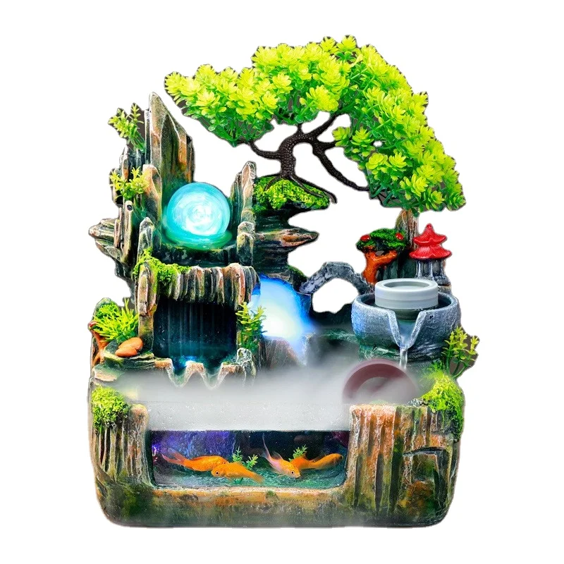 Настольный Декор Ywbeyond банка с каменистой рыбой полимерный водяной фонтан для стола офиса дома украшение стен
