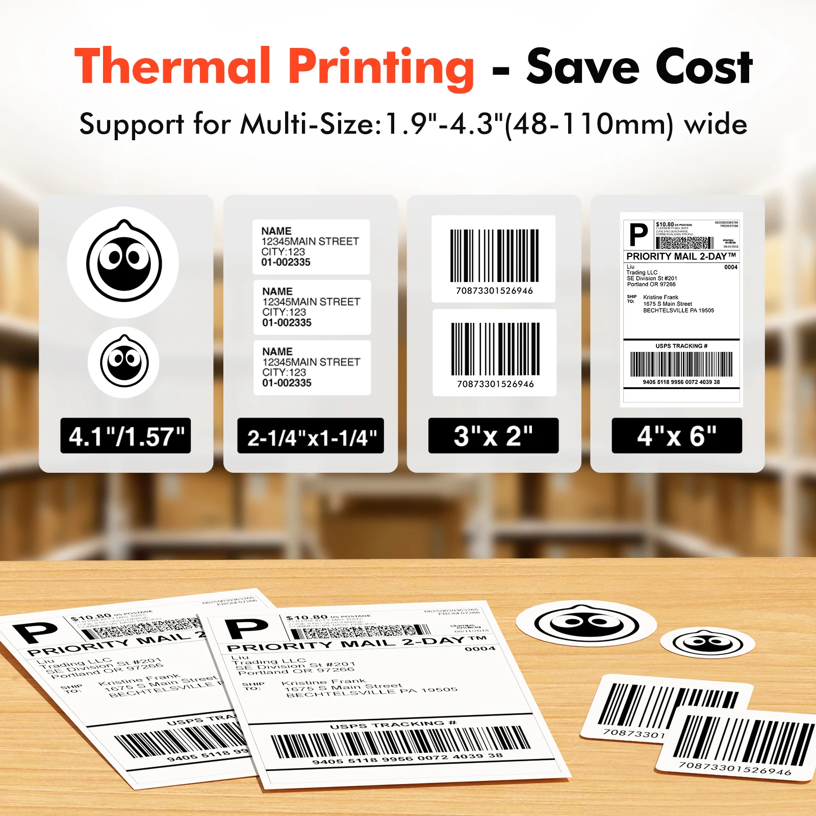 Luck Jingle  110mm Sticker Waybill Printer for Express Logistics 200dpi GD985 USB BT Shipping Barcod Printer7