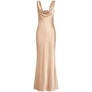 Wholesale Elegant Sleeveless Maxi Dress for Women Formal Cocktail Party Attire Built-In Washable Worsted Natural Casual Dress