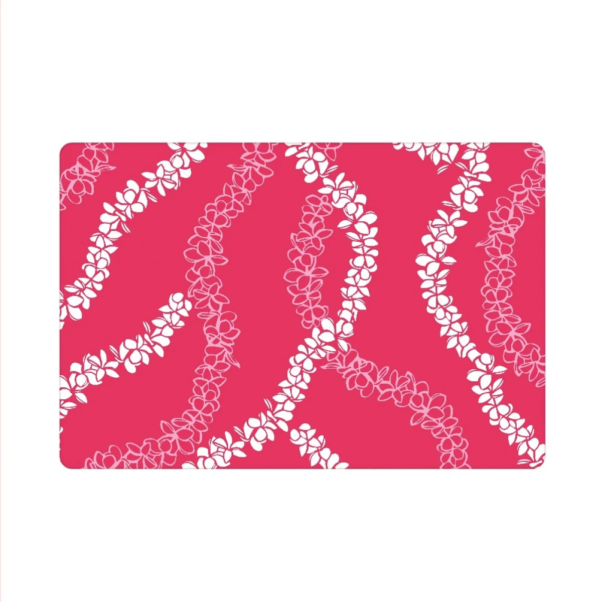 Custom Rectangular Thin-Style Floor Mat Pop Art Waves With Three Puakenikeni Strands Print on Demand Rubber Material Floor Mat