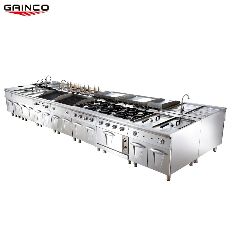 Professional one stop station indian pizza restaurant kitchen combination oven equipments