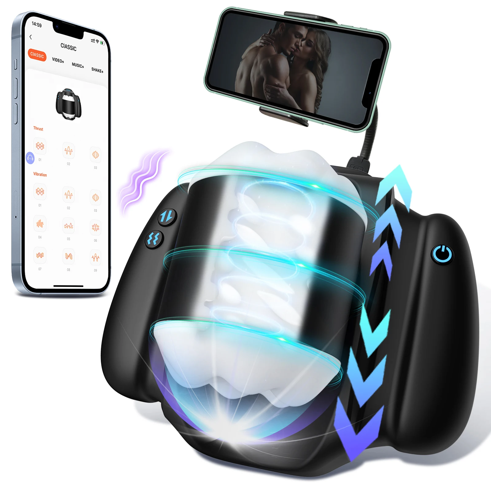 APP Remote Control Man Masturbator Real Sex Feel Stimulation Silicone Handhold Handle Male Masturbation Cup Sex Toys for Men
