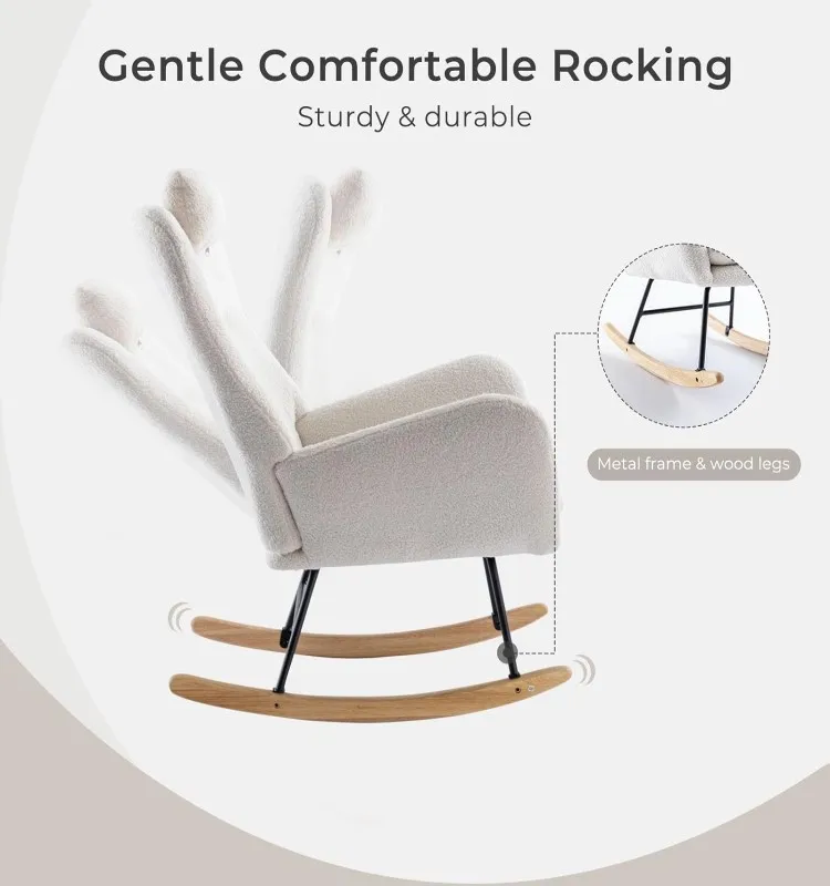 Rocking Chair Nursery - Teddy Armchair with Wood Base