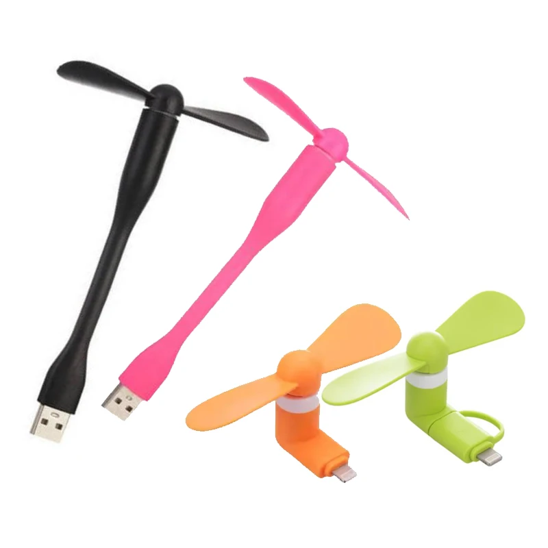 Mobile phone small fan Mini USB fan Apple Samsung Android phone 2-in-1 universal large wind small fan