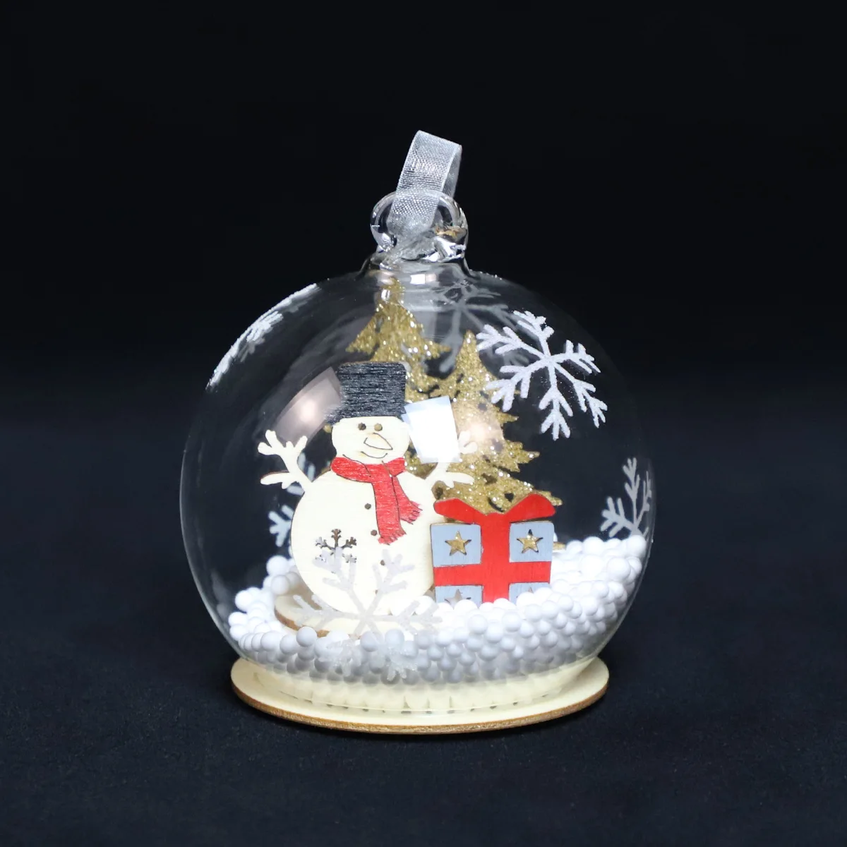 vendita al dettaglio palline di vetro iridescente per Natale, figurine a sfera di vetro economiche, decorazioni natalizie da appendere per le auto
