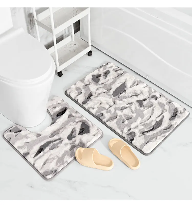  Wholesale Bath Rug Set 2 Piece Bathroom Rug Toilet Mat Sets Non Slip Water absorb Bath Shower Mat U-shaped Toilet Rug Combo factory