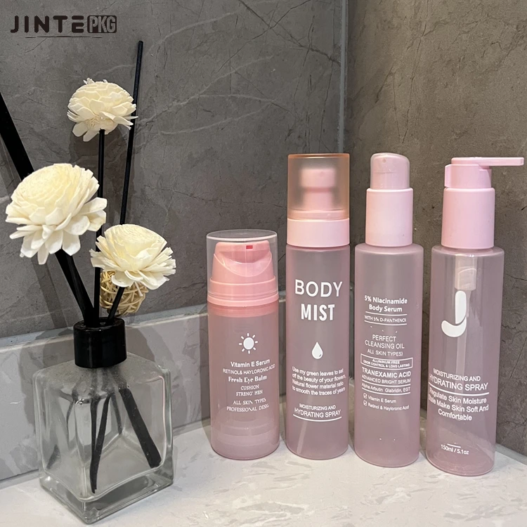 Custom 30ml 100ml 200ml 250ml PET Cosmetics Plastic Frosted Clear Bottle With Different Lotion Oil Pump  Fine Mist Spray Bottle