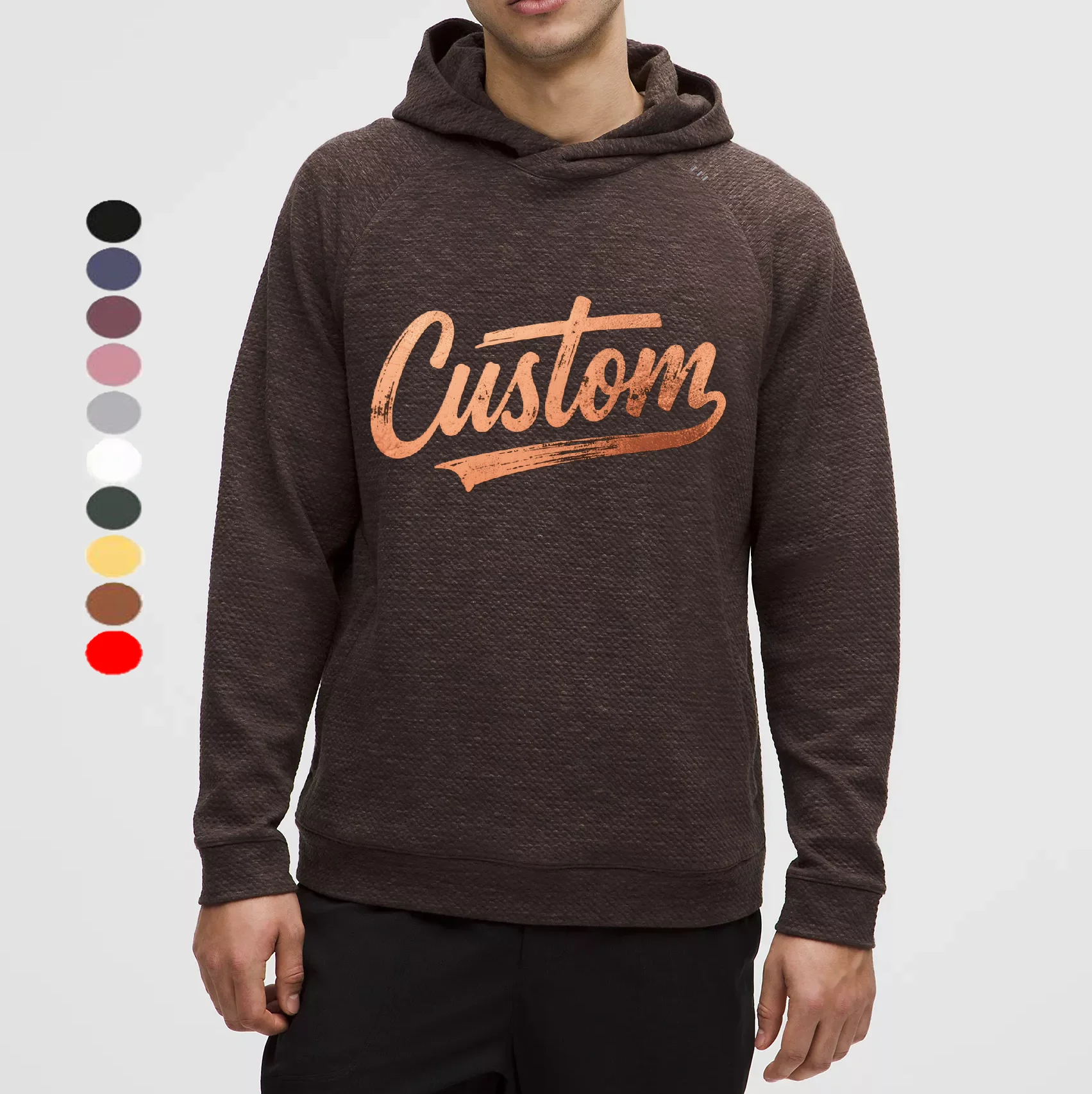 Polyester Elastan Dark Brown Textured Double-knit Cotton Knitted