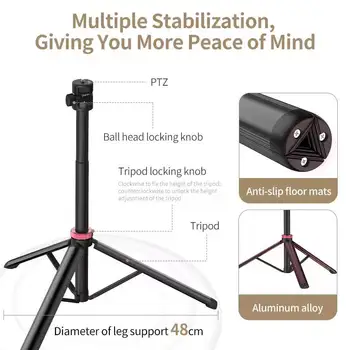 ULANZI MT-79 81\" Aluminum Extendable Tripod with Adjustable Portable Light Stand 360° Ball Head 1/4\" Screw for Camera & Phone detail image
