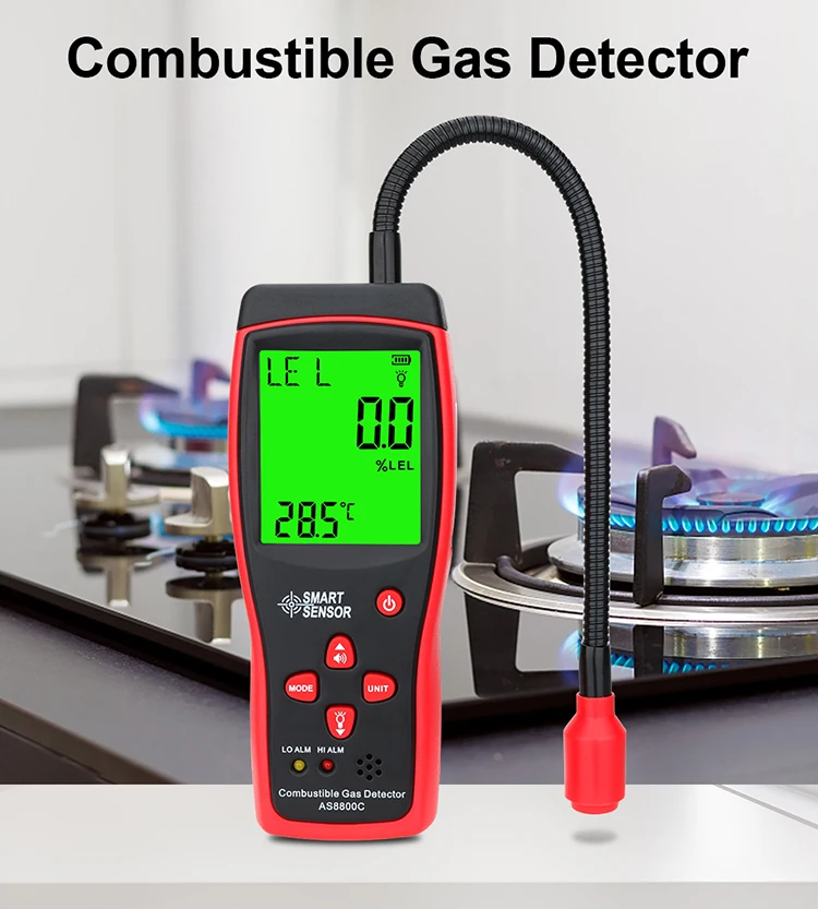 SMART SENSOR AS8800C Digital Gas Leak Detector CH4 Methane Combustible Gas Tester