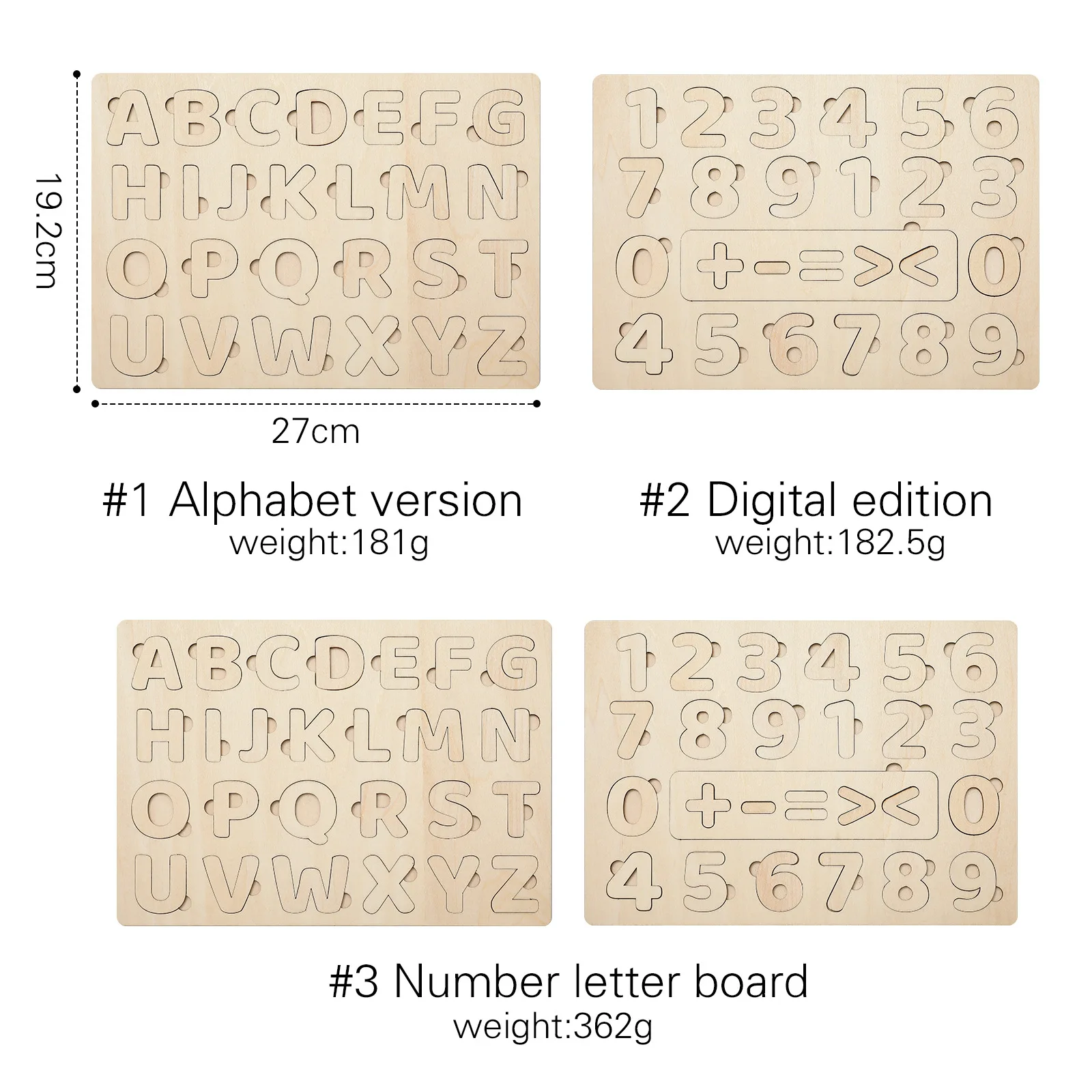 Wooden Montessori Puzzle Board Alphabet Abc Letter And Number Kids ...
