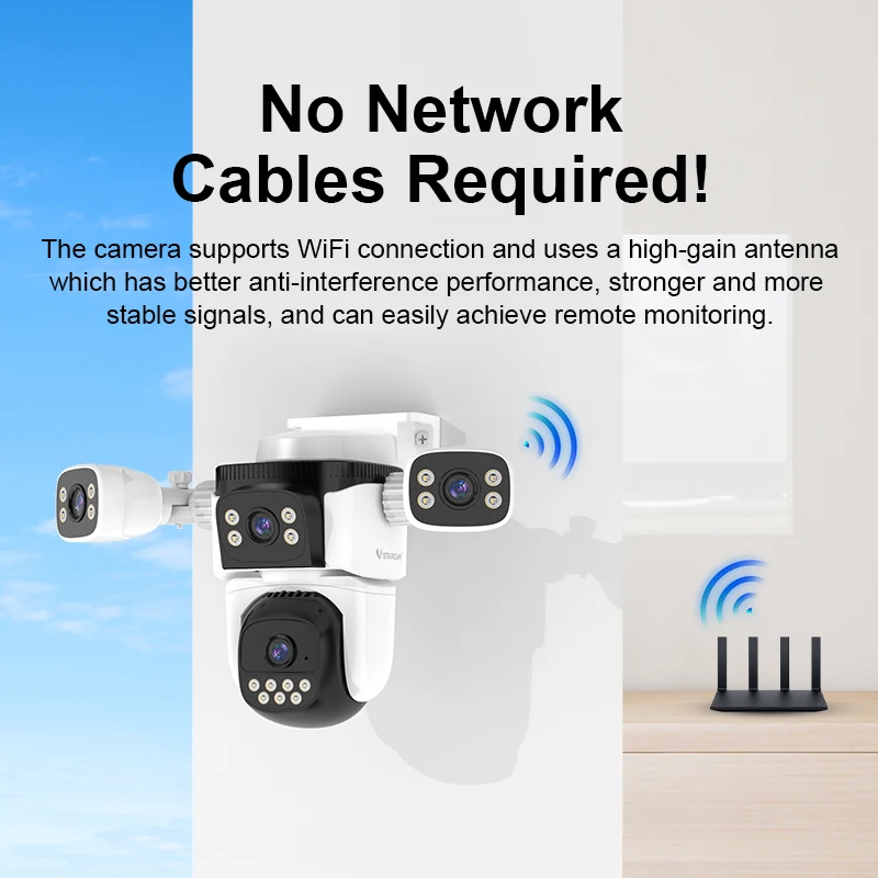 VSTARCAM Telecamera Esterna WiFi 4MP – PTZ 360°, Visione Notturna A Colori, Rilevamento Movimento, Impermeabile IP66, Per Casa E Giardino