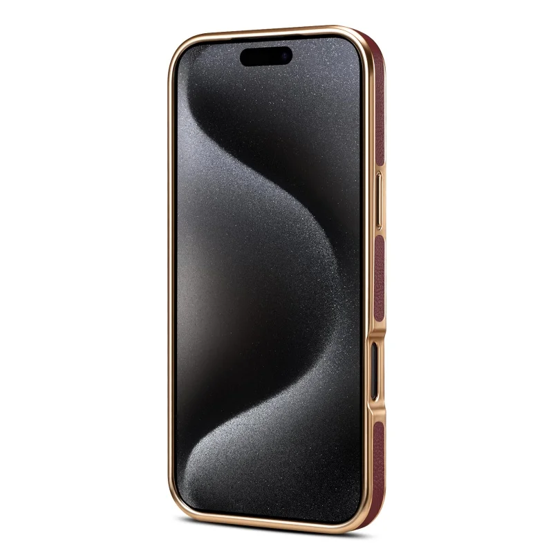 Business Ultra Thin PU Leather Cell Phone Case for iPhone 17 13 14 15 16 Pro Max TPU Soft Plating Frame Shockproof Back Cover