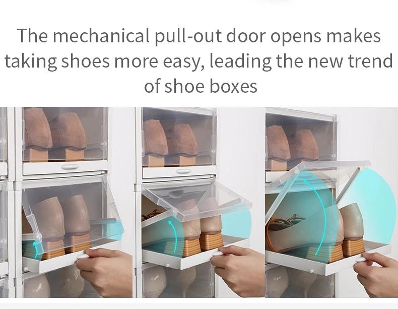 HAIXIN Convenient Design Style Stackable Pull Out Transparent Plastic Shoe Box Drawer Storage Shoe Box