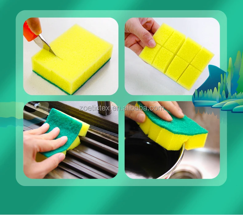 Dishwashing Sponge Scouring Pad Double Side Kitchen Cleaning Brush