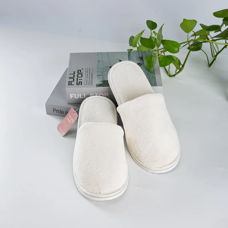 Wholesale Luxury Bathroom Spa Hotel Slippers Custom White Hotel Disposable  Slippers With Logo - Main Image