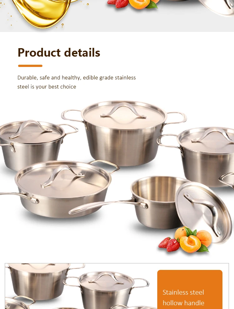 Hot Sale Metal Kitchenware Sets Stainless Steel Kitchen Pot Sets Non Stick Cookware Sets manufacture