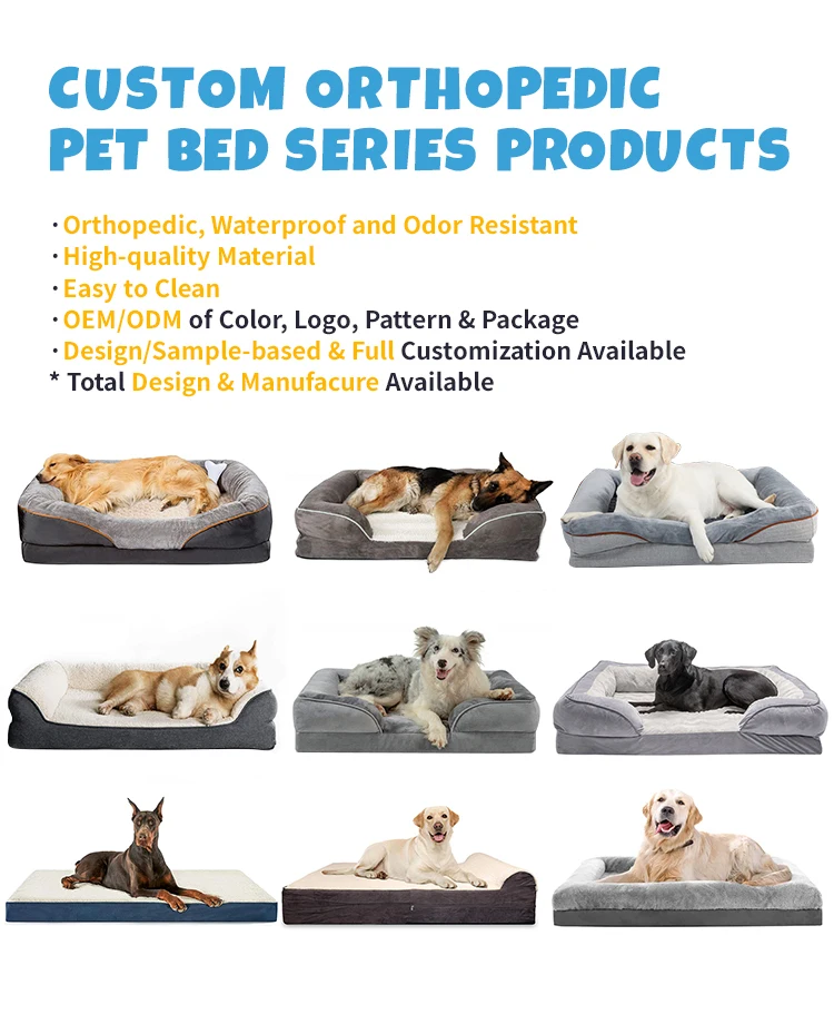 New Design Large Pet Beds Orthopedic Foam Luxury Dog Bed Cat Bed With