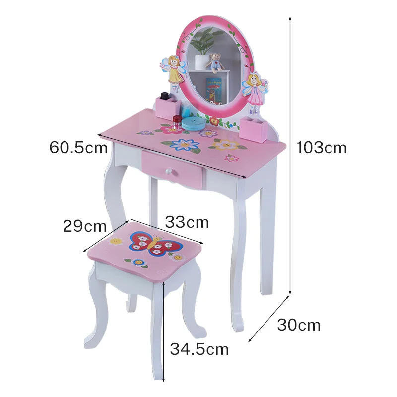 Tocador de maquillaje de madera para niñas, mueble con espejo para niños -  AliExpress