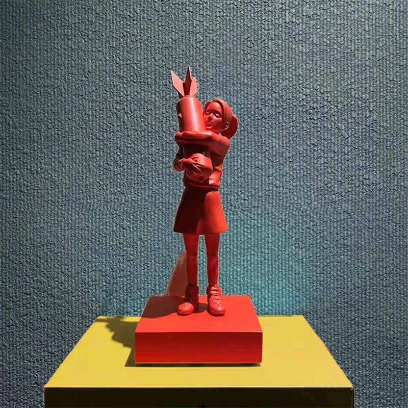 Hot Selling Banksy Bomb Girl Resin Craft Ornament Flyinggirl