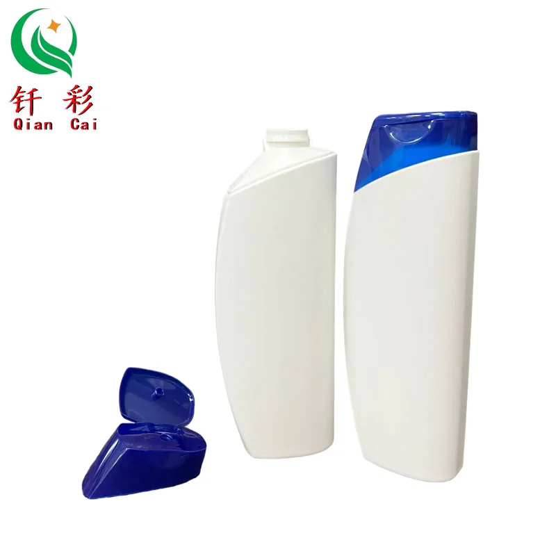 Empty 400ml White Shampoo Bottle  with Snap Design Blue Shampoo Flip Cover
