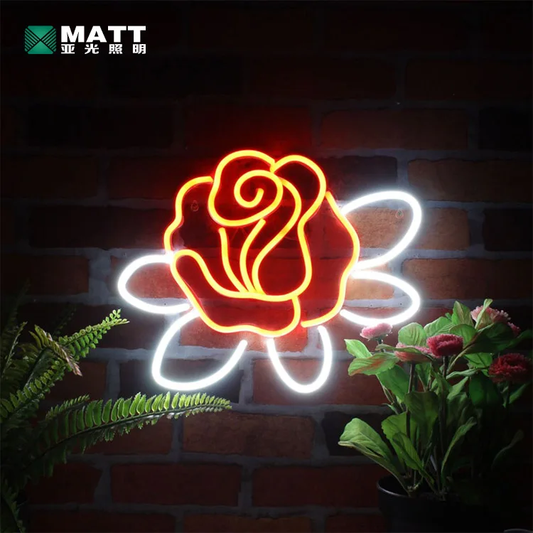 Rose Neon Sign Custom Flower Plant LED Neon Sign Home Wall 