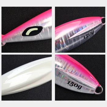 Luminous Iron Plate Lead Bass Fishing Lure 30g-350g Heavy Weight Boat Fishing Artificial Hard Bait Metal Freshwater Trolling – Metal Jig – view 5